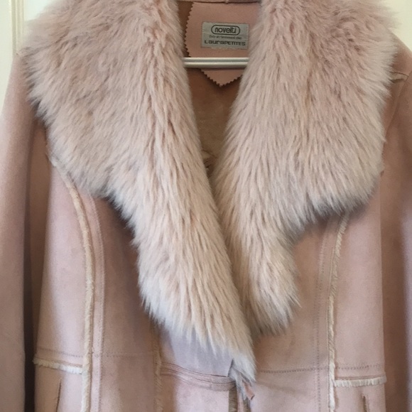 Laura Petites Pink Swede Faux Fur Coat - Picture 2 of 4